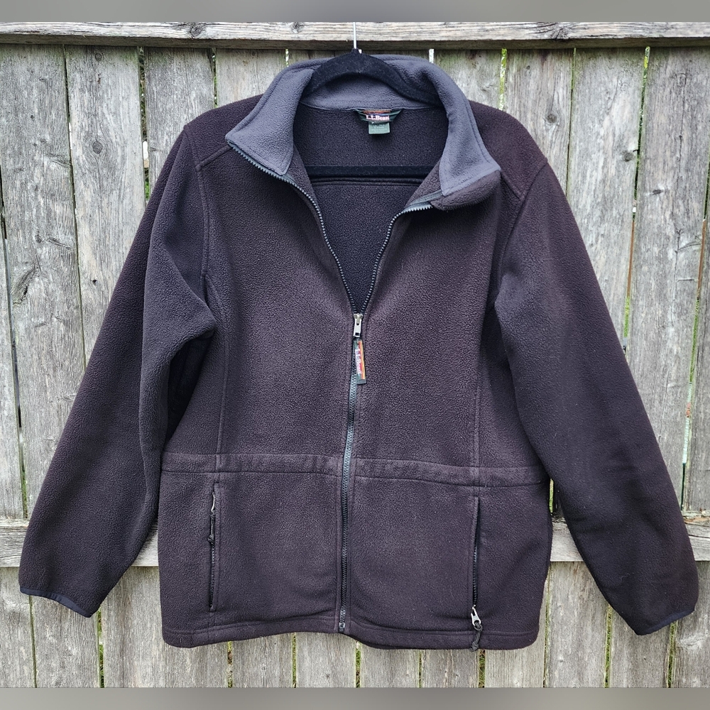 Vintage Women's LL Bean Full Zip Black Jacket Size Large